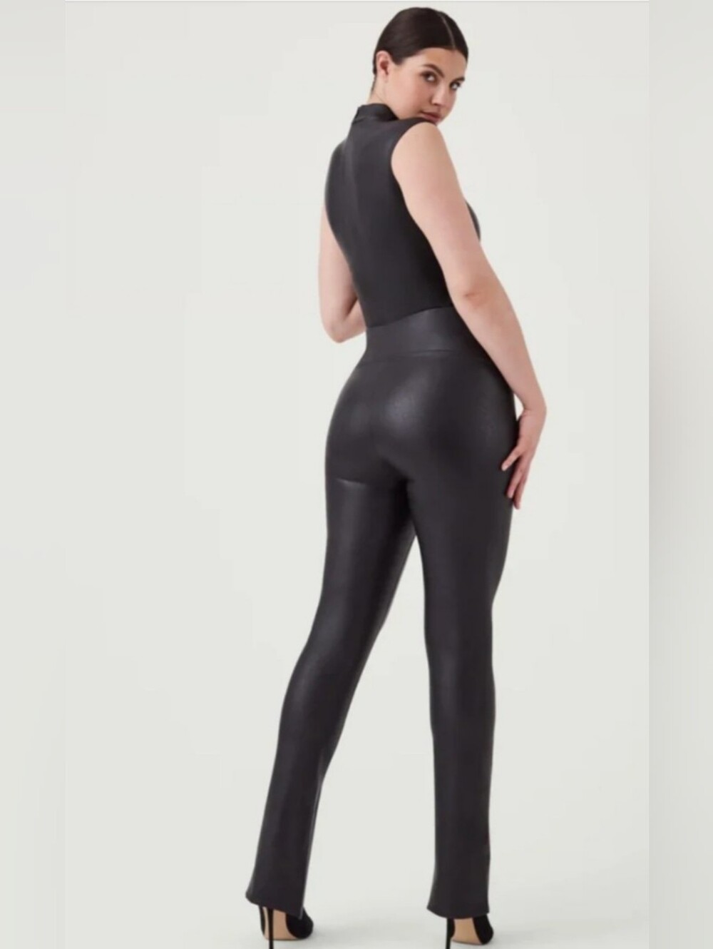 NWT Spanx Leather-Like Front Slit size M Black
